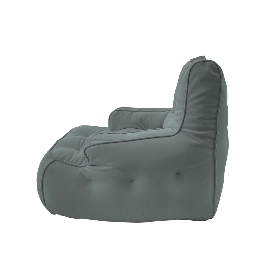 серое уличное лаунж-кресло Tranquility Armchair велюровое для террасы, сада и веранды