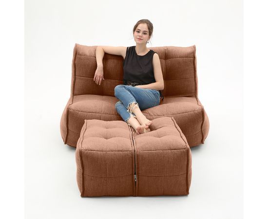 терракотовое просторный модульный диван Twin Couch Deluxe шенилловое для гостиной и лаунж-зоны
