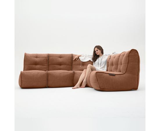 терракотовое Г-образный модульный диван Mod4 L Sofa шенилловое для гостиной и зала