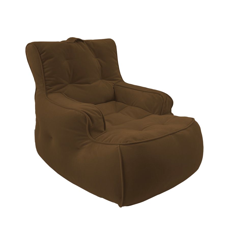 шоколадное уличное лаунж-кресло Tranquility Armchair велюровое для террасы, сада и веранды