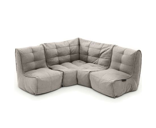 серое угловой модульный диван Mod3 Cozy Corner шенилловое для гостиной и кабинета