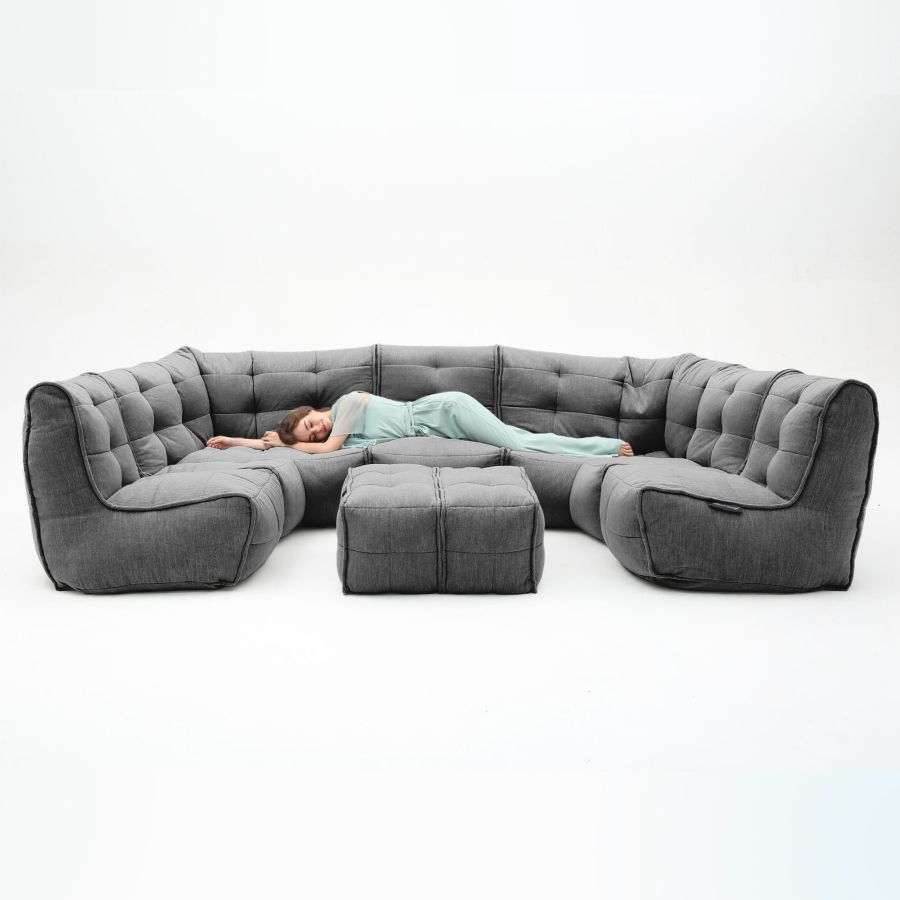 чёрное-графитовое максимальный лаунж-гарнитур Mod6 Lounge Max шенилловое в интерьере гостиная
