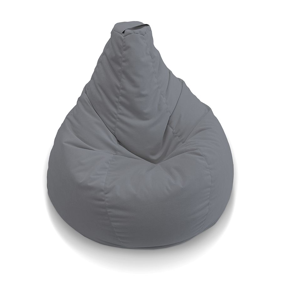 тёмно-серое классический пуф-мешок Bean Bag велюровое для детской, игровой и офиса — фото в интерьере