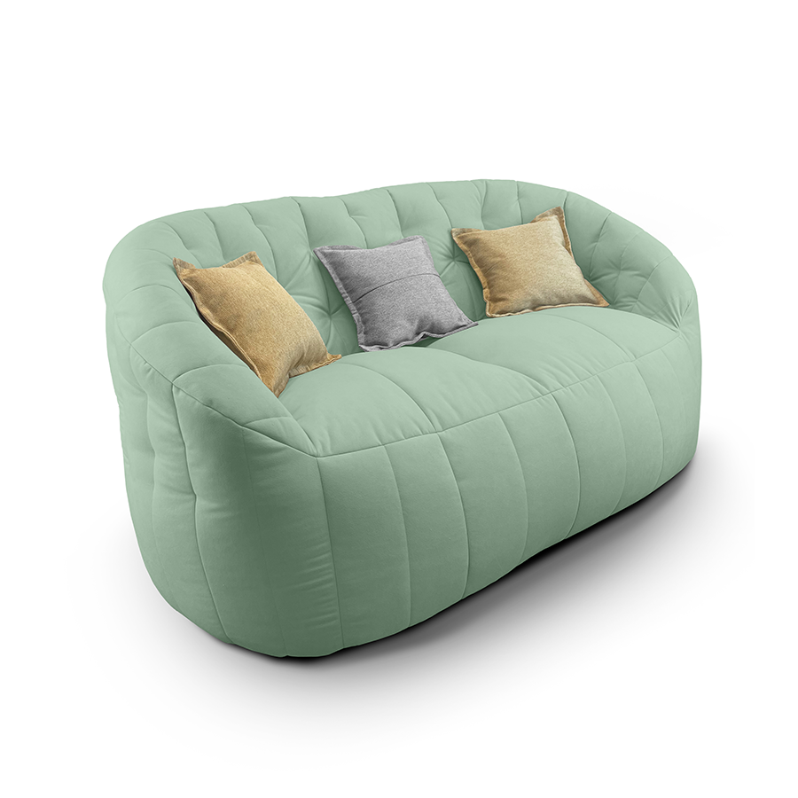 мятное двойной бескаркасный диван Butterfly Twin Sofa велюровое для гостиной и домашнего кинотеатра
