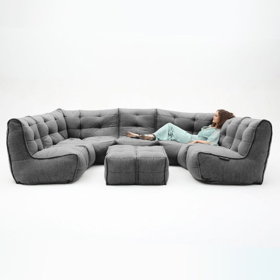 чёрное-графитовое максимальный лаунж-гарнитур Mod6 Lounge Max шенилловое для гостиной и event-пространства — фото в интерьере