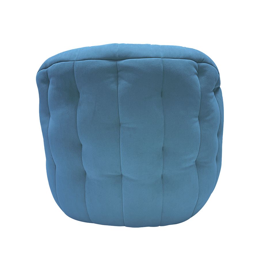 синее полукруглое бескаркасное кресло Butterfly Sofa велюровое в интерьере гостиная