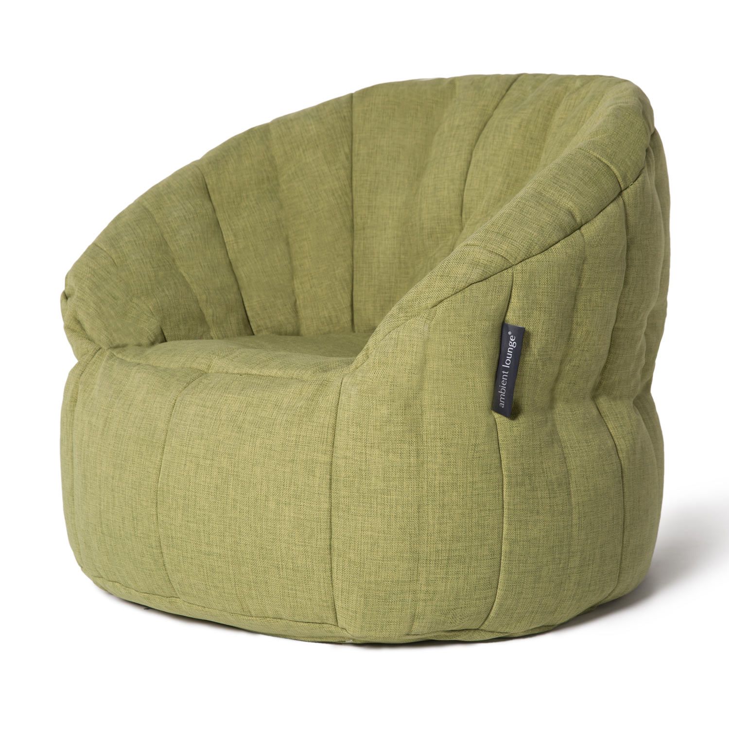 зелёное полукруглое бескаркасное кресло Butterfly Sofa из Sofa Weave для гостиной, домашнего кинотеатра и офиса — вид сбоку