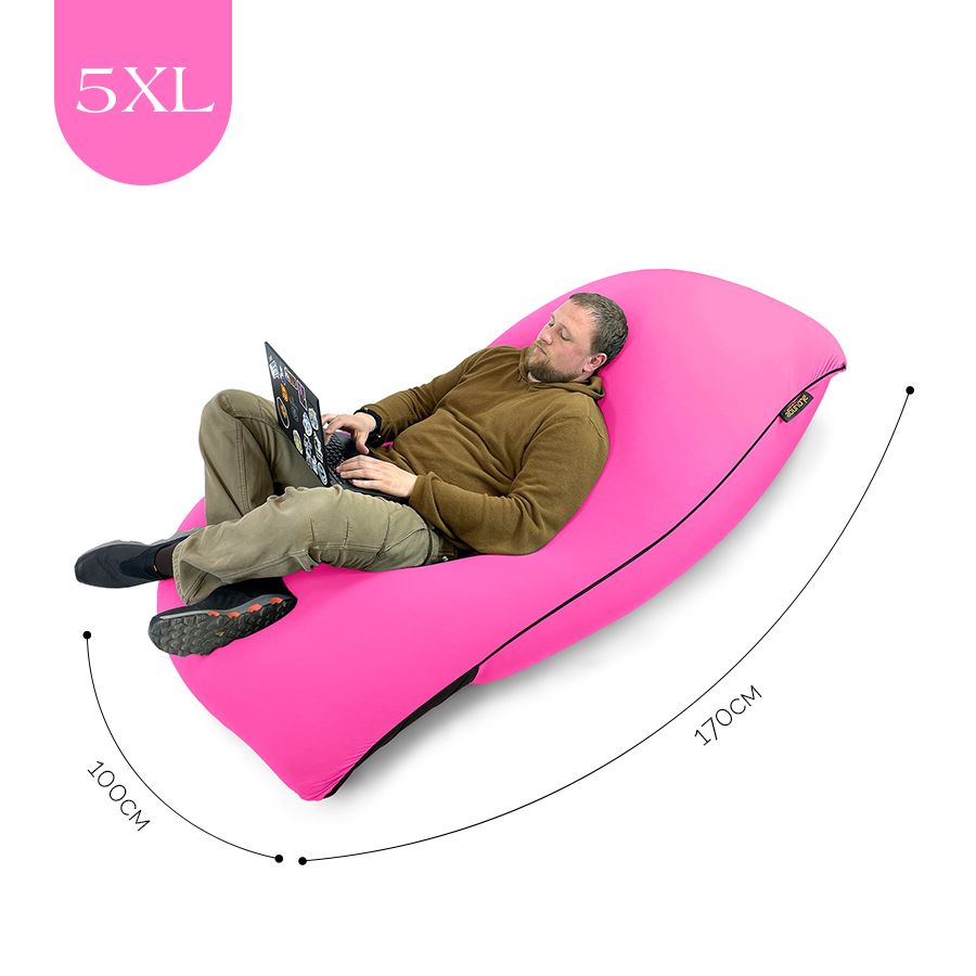 нежно-розовое мягкое кресло-мешок SNUGG эластичное (спандекс) для детской, гостиной и игровой зоны — вид сбоку