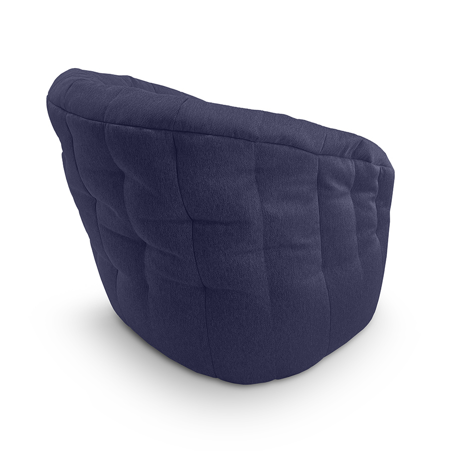 синее полукруглое бескаркасное кресло Butterfly Sofa жаккардовое для гостиной, домашнего кинотеатра и офиса — вид сбоку