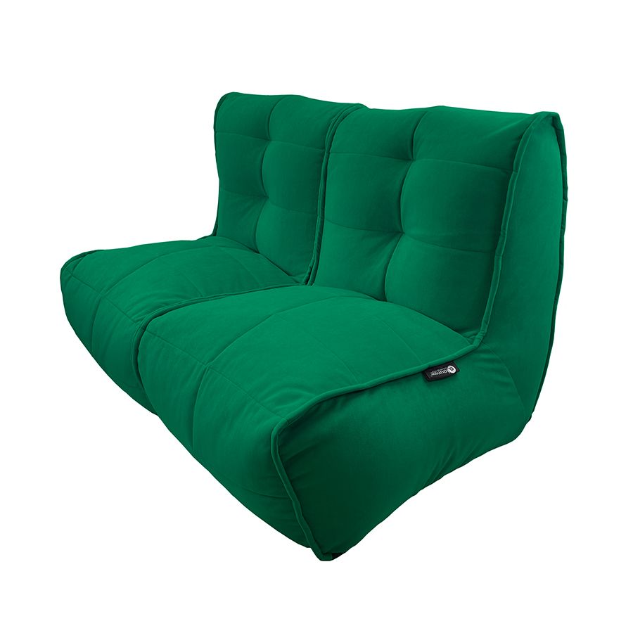 зелёное двойной модульный диван Twin Couch велюровое для гостиной и переговорной — фото в интерьере