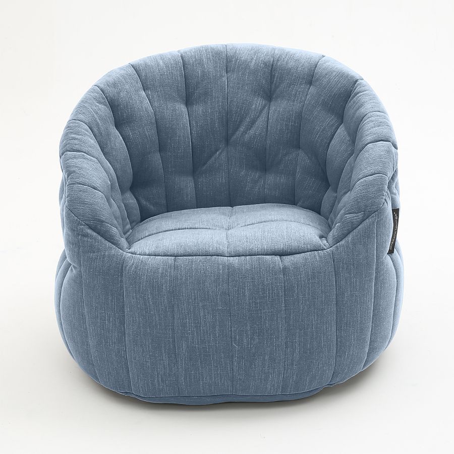 синее полукруглое бескаркасное кресло Butterfly Sofa шенилловое для гостиной, домашнего кинотеатра и офиса