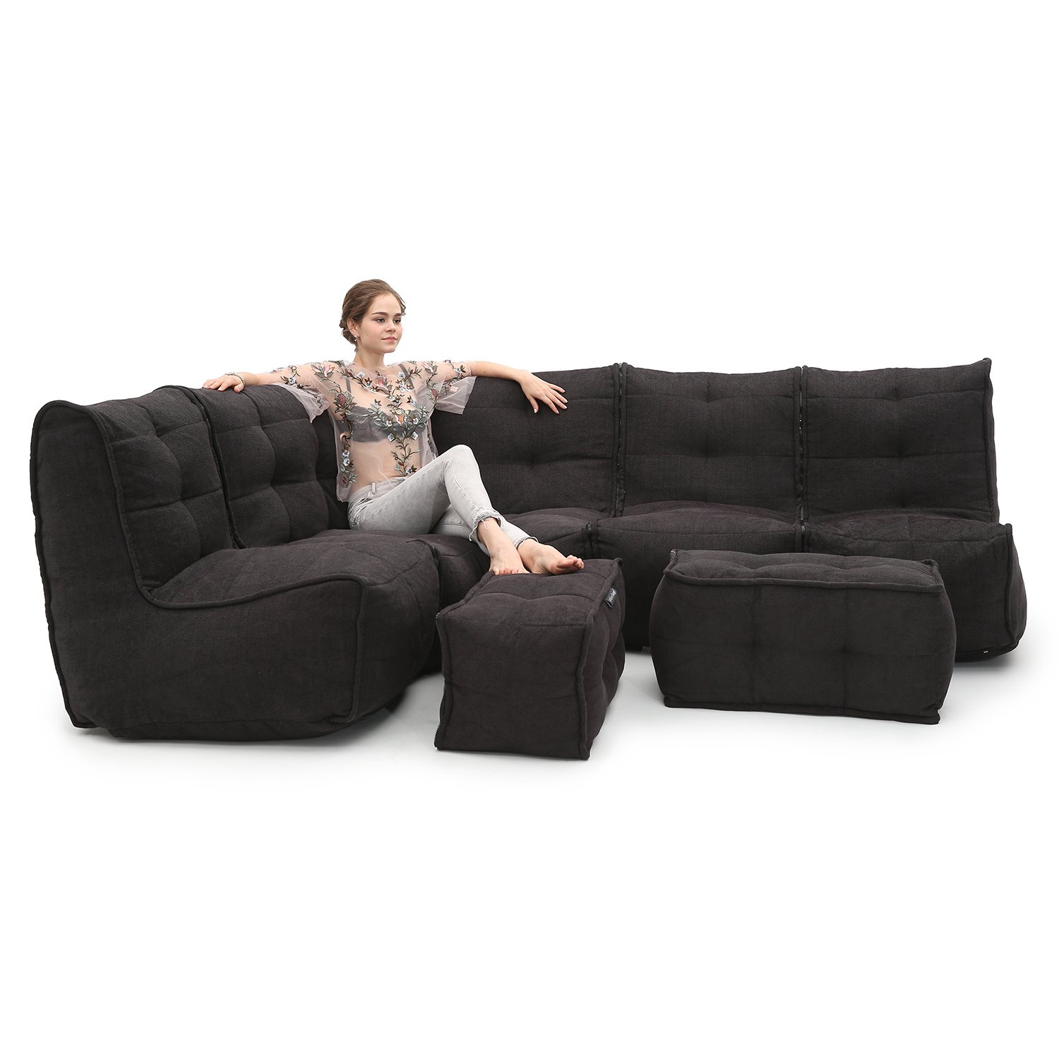 чёрное-графитовое большой лаунж-гарнитур Mod5 Living Lounge из Sofa Weave для гостиной и event-пространства