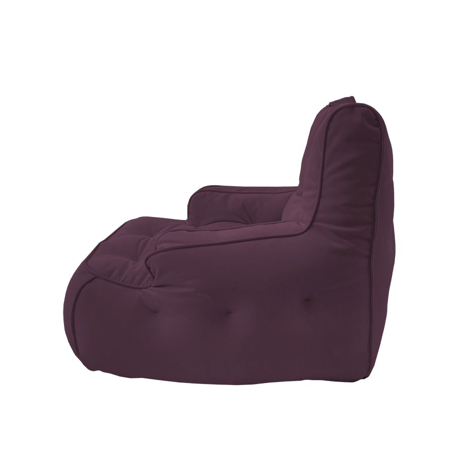 баклажановое уличное лаунж-кресло Tranquility Armchair велюровое — дизайн и качество