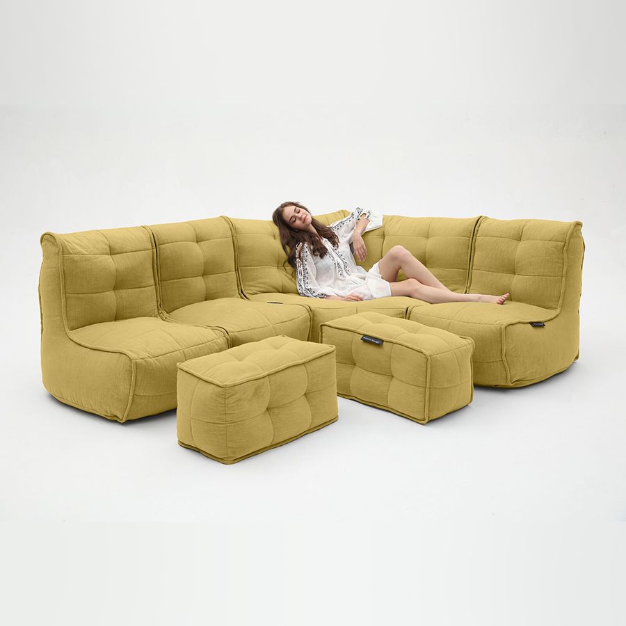 жёлтое большой лаунж-гарнитур Mod5 Living Lounge шенилловое для гостиной и event-пространства — фото в интерьере