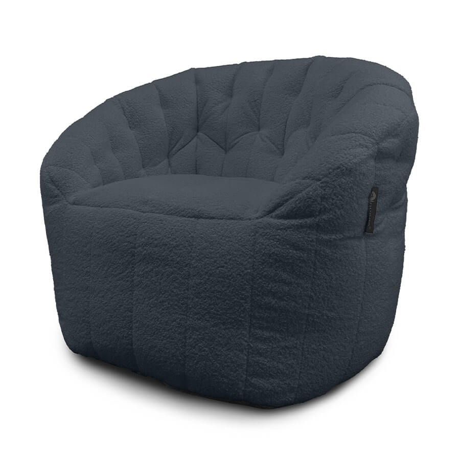 тёмно-серое полукруглое бескаркасное кресло Butterfly Sofa из искусственного меха для гостиной, домашнего кинотеатра и офиса