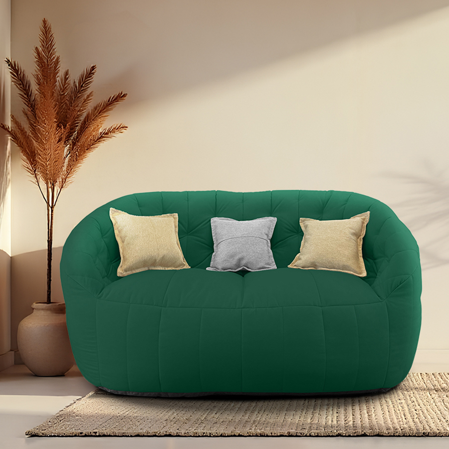 зелёное двойной бескаркасный диван Butterfly Twin Sofa велюровое в интерьере гостиная