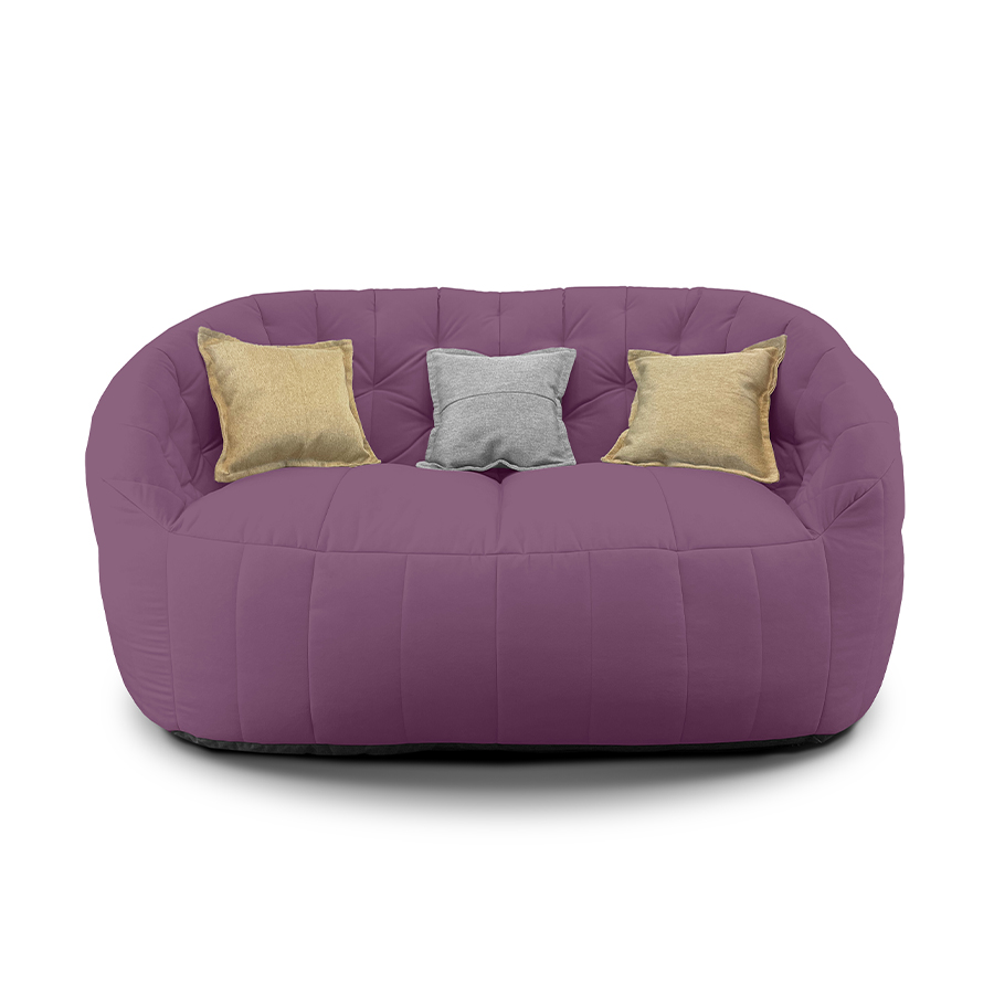 розовое двойной бескаркасный диван Butterfly Twin Sofa велюровое для гостиной и домашнего кинотеатра — вид сбоку