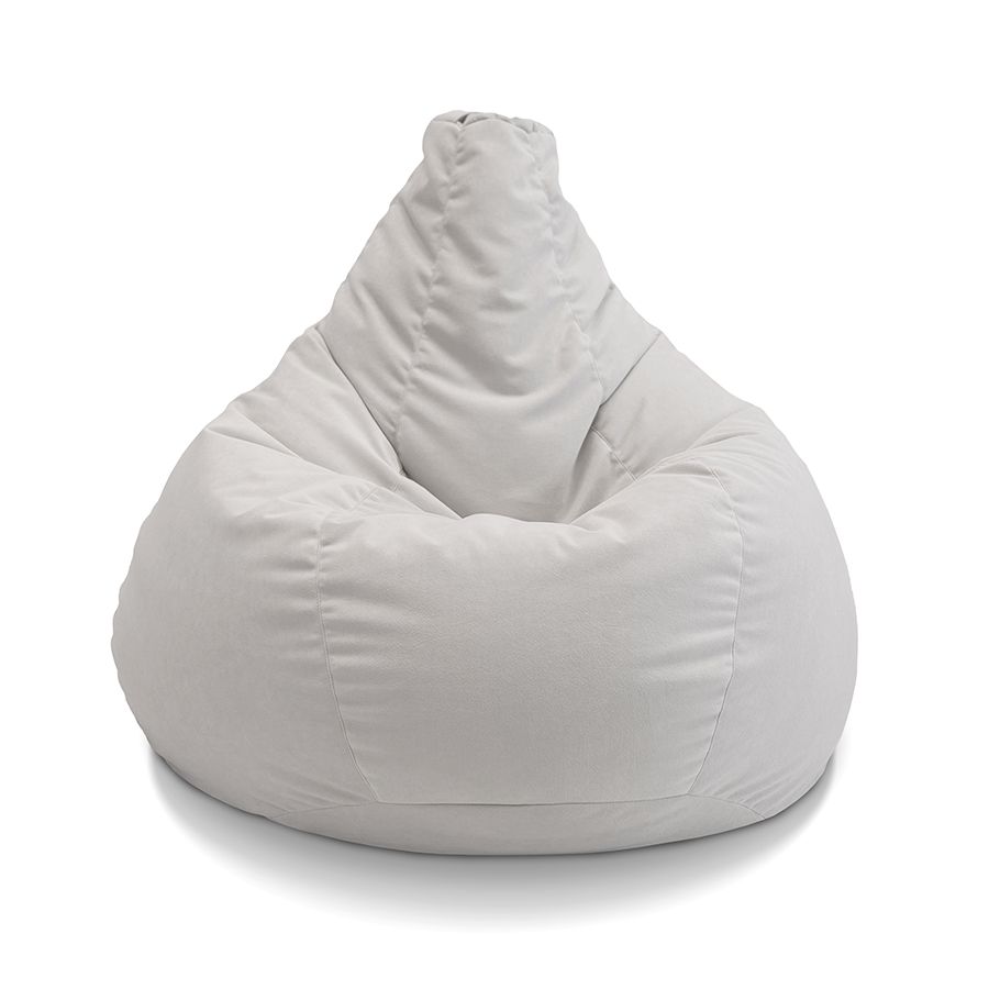 светло-серое классический пуф-мешок Bean Bag велюровое для детской, игровой и офиса