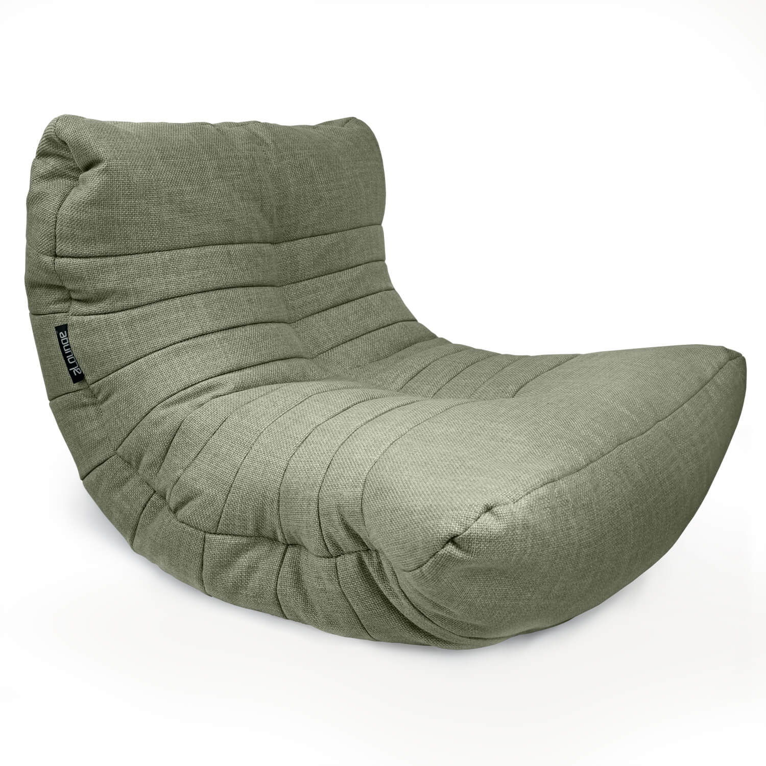 зелёное акустический бескаркасный диван Acoustic Sofa из рогожки для домашнего кинотеатра, офиса и студии — фото в интерьере