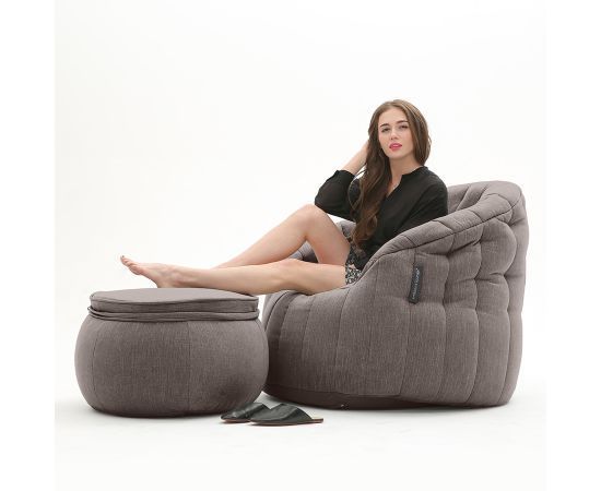 шоколадное кресло-шезлонг бескаркасное Butterfly Chaise шенилловое для гостиной, спальни и лаунж-зоны