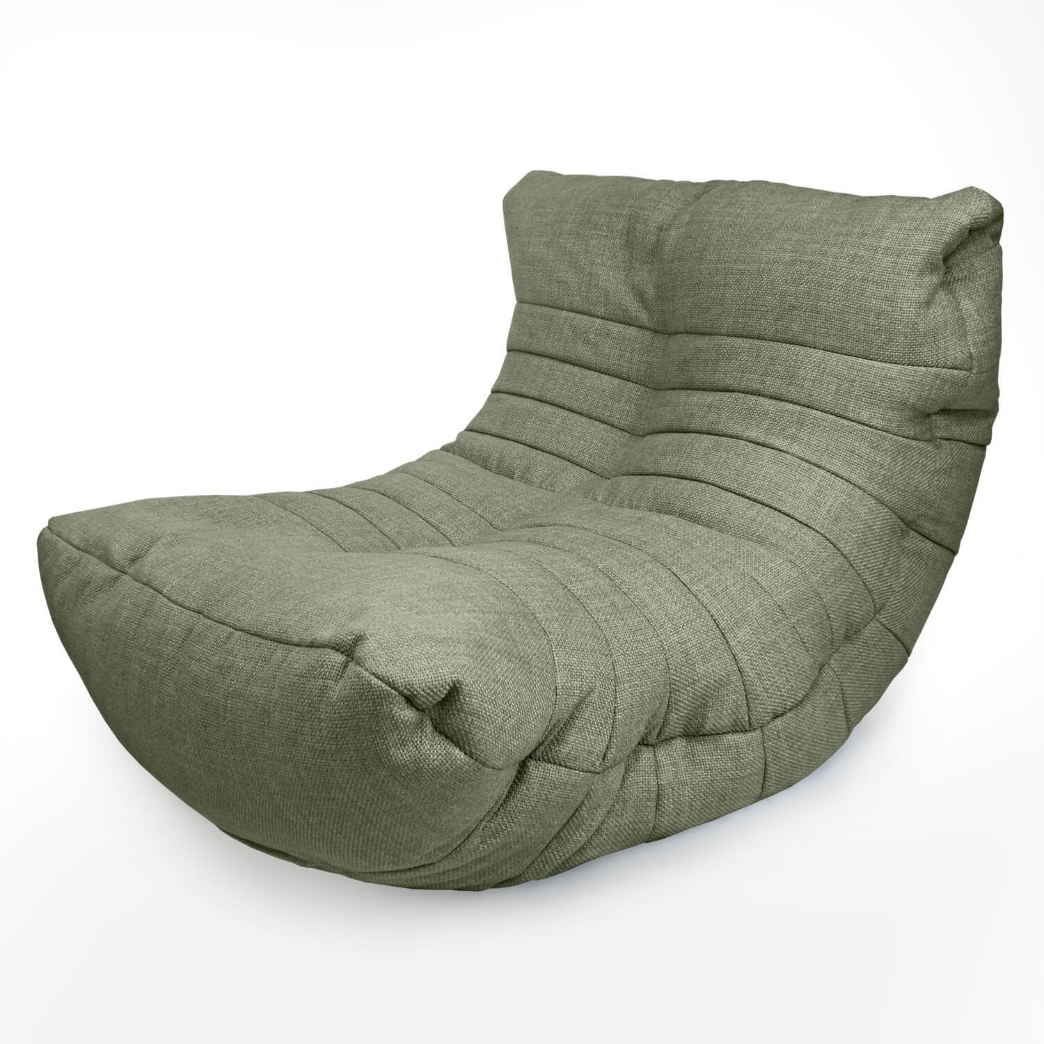 зелёное акустический бескаркасный диван Acoustic Sofa из рогожки для домашнего кинотеатра, офиса и студии — вид сбоку