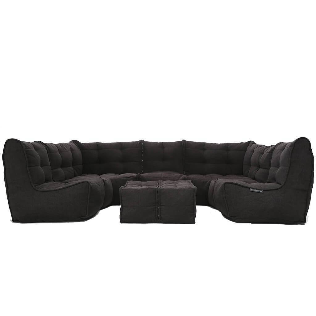 чёрное-графитовое максимальный лаунж-гарнитур Mod6 Lounge Max из Sofa Weave для гостиной и event-пространства — крупный план