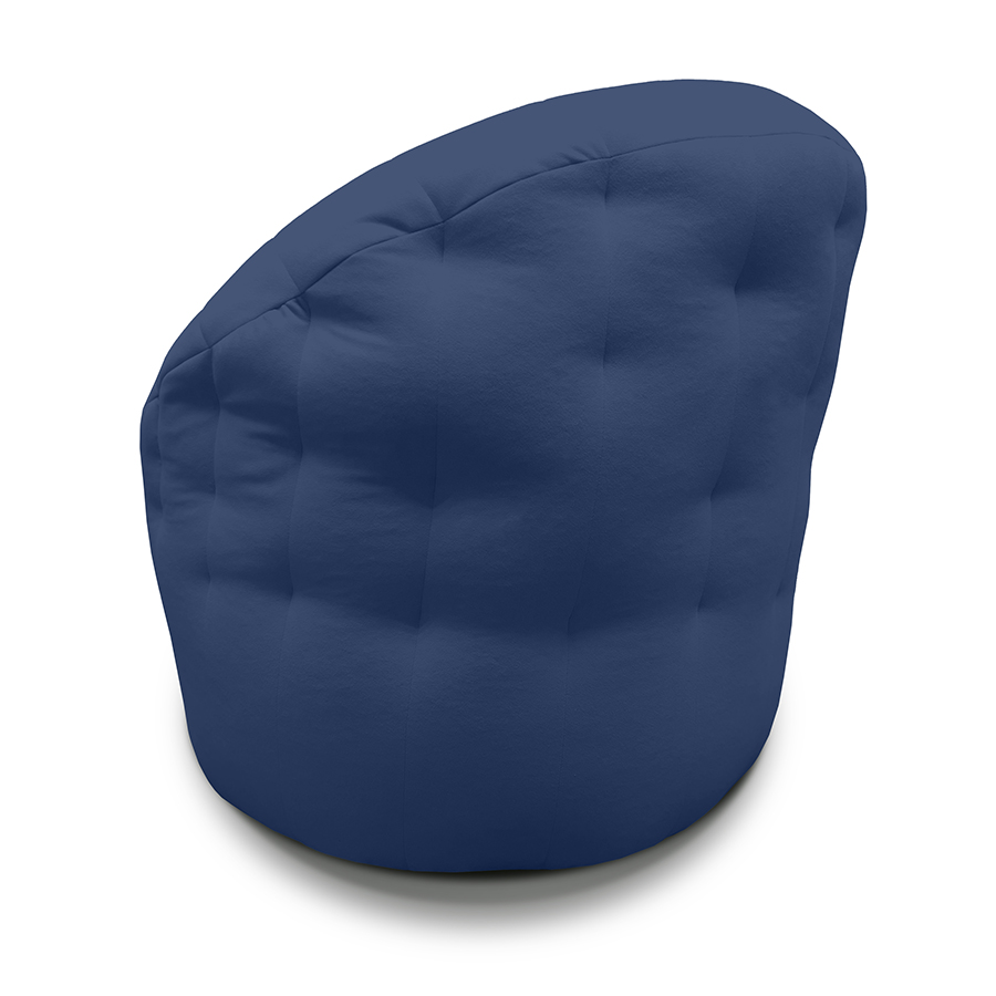 синее компактное бескаркасное кресло Butterfly Light Sofa велюровое для гостиной, детской и офиса — вид сбоку