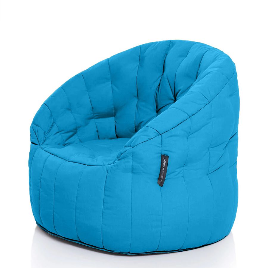 голубое полукруглое бескаркасное кресло Butterfly Sofa уличное из олефина для гостиной, домашнего кинотеатра и офиса