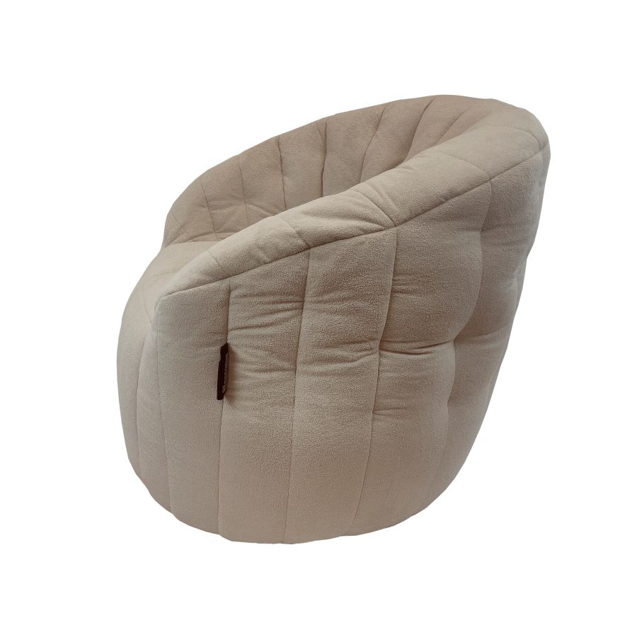 натуральное полукруглое бескаркасное кресло Butterfly Sofa для гостиной, домашнего кинотеатра и офиса — вид сбоку