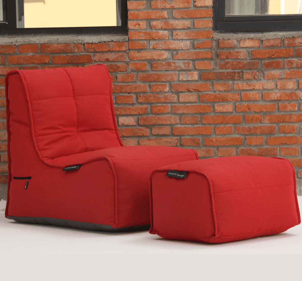 красное уличный шезлонг Evolution Chaise уличное (Oxford) в интерьере терраса