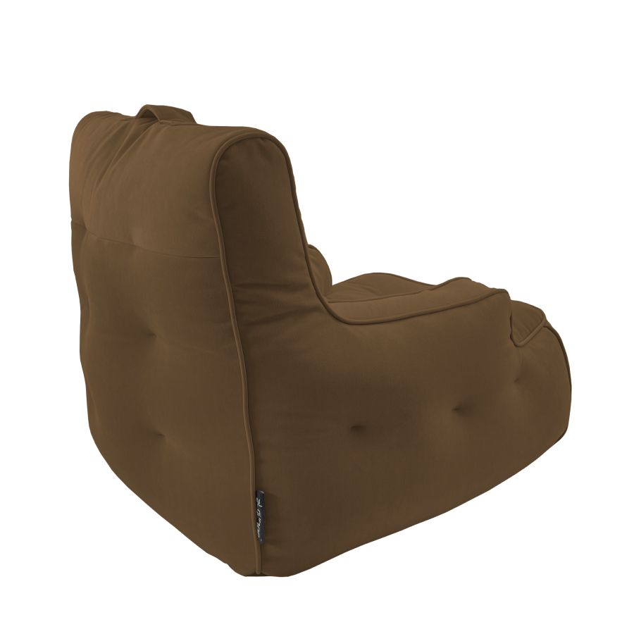шоколадное уличное лаунж-кресло Tranquility Armchair велюровое для террасы, сада и веранды — вид сбоку