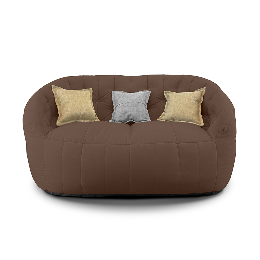 шоколадное двойной бескаркасный диван Butterfly Twin Sofa велюровое для гостиной и домашнего кинотеатра