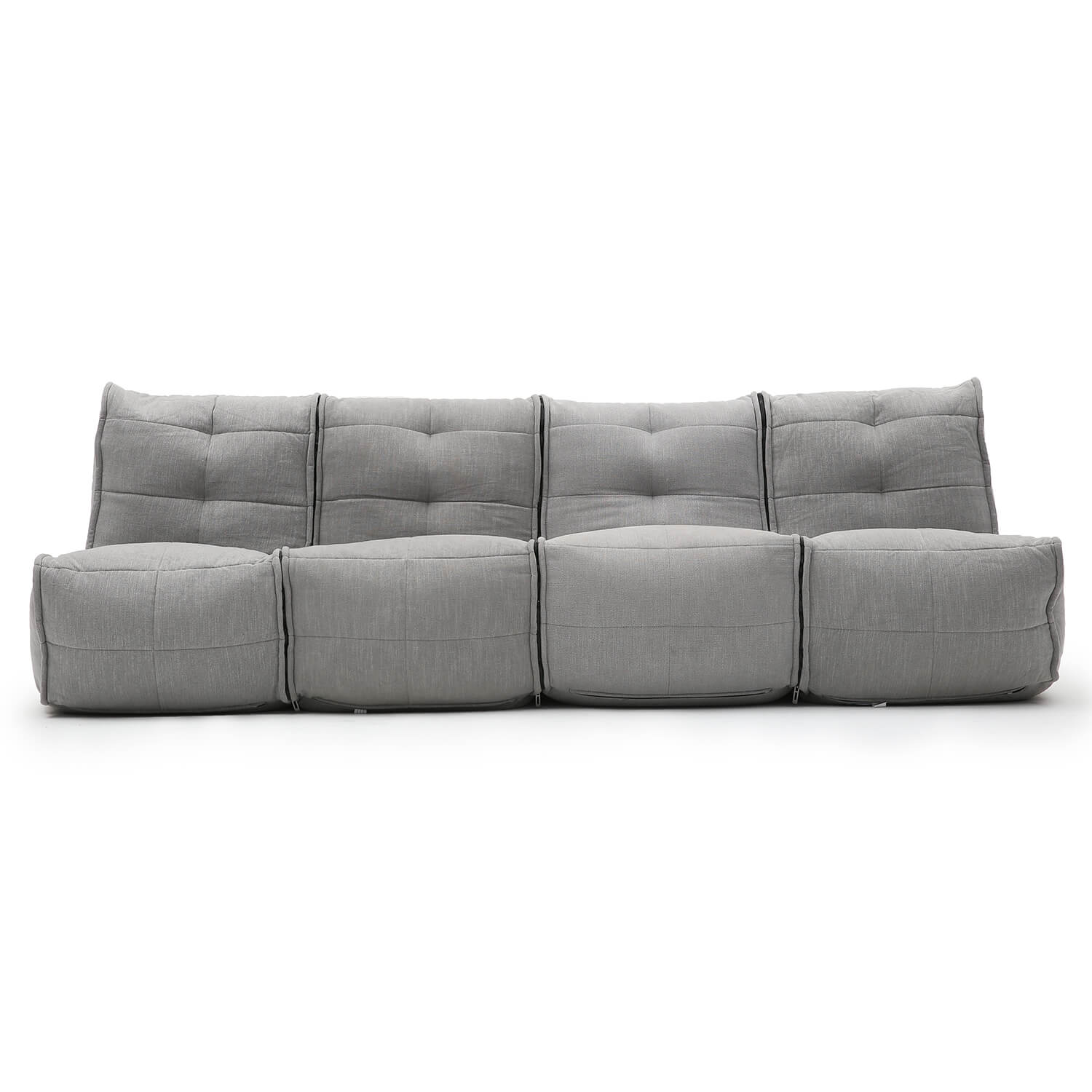 серое четырёхместный модульный диван Mod4 Quad Couch из Sofa Weave для гостиной и домашнего кинотеатра — фото в интерьере
