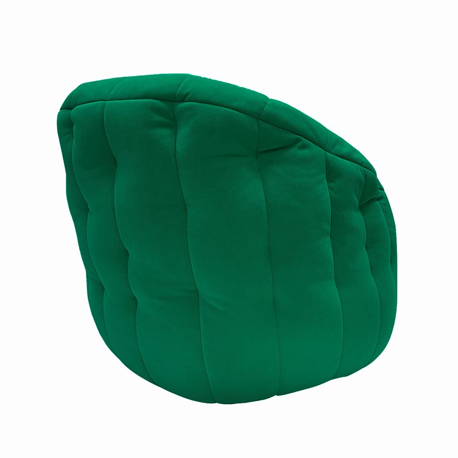 зелёное полукруглое бескаркасное кресло Butterfly Sofa велюровое для гостиной, домашнего кинотеатра и офиса — крупный план