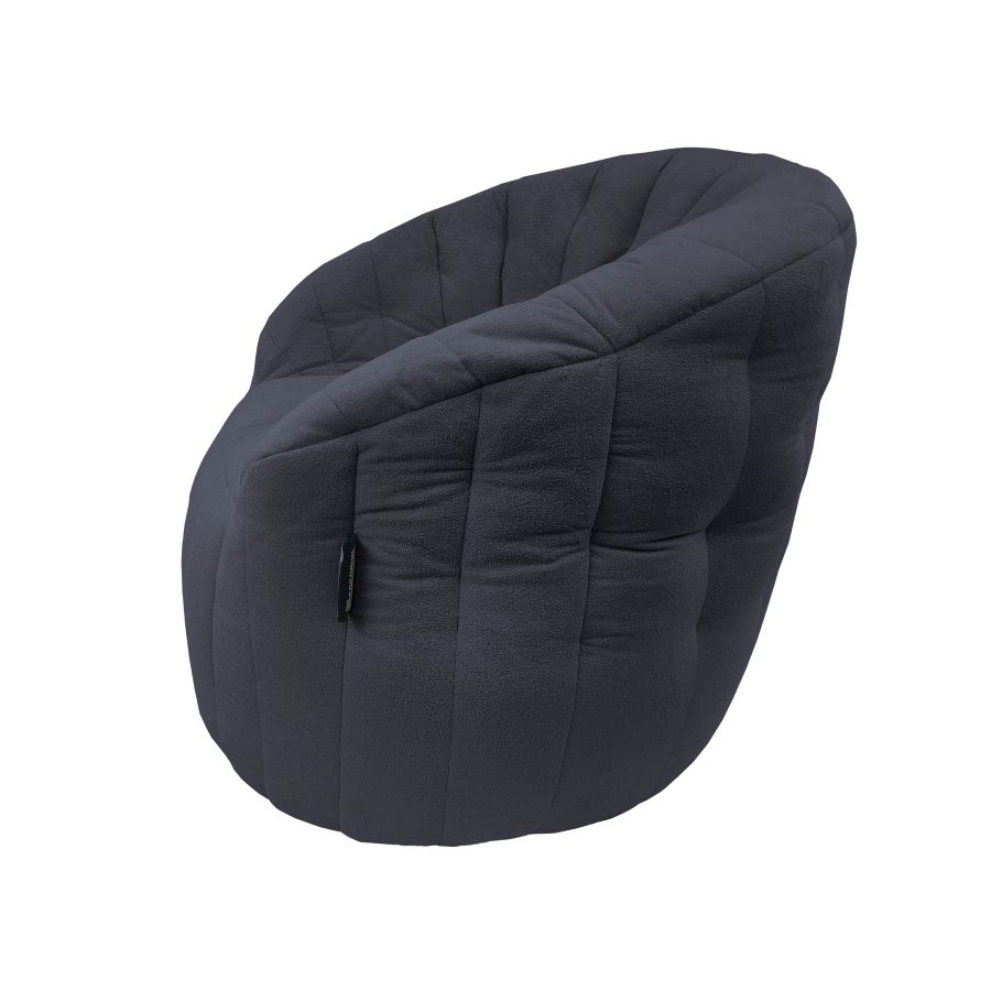 тёмно-серое полукруглое бескаркасное кресло Butterfly Sofa для гостиной, домашнего кинотеатра и офиса — вид сбоку