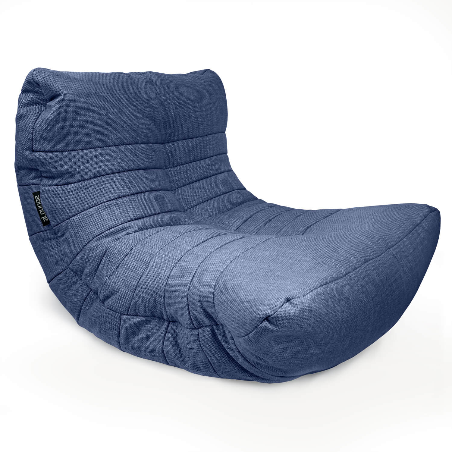 синее акустический бескаркасный диван Acoustic Sofa из рогожки для домашнего кинотеатра, офиса и студии — фото в интерьере