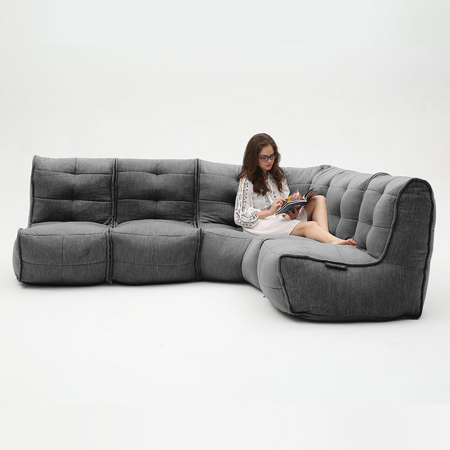 чёрное-графитовое Г-образный модульный диван Mod4 L Sofa шенилловое для гостиной и зала