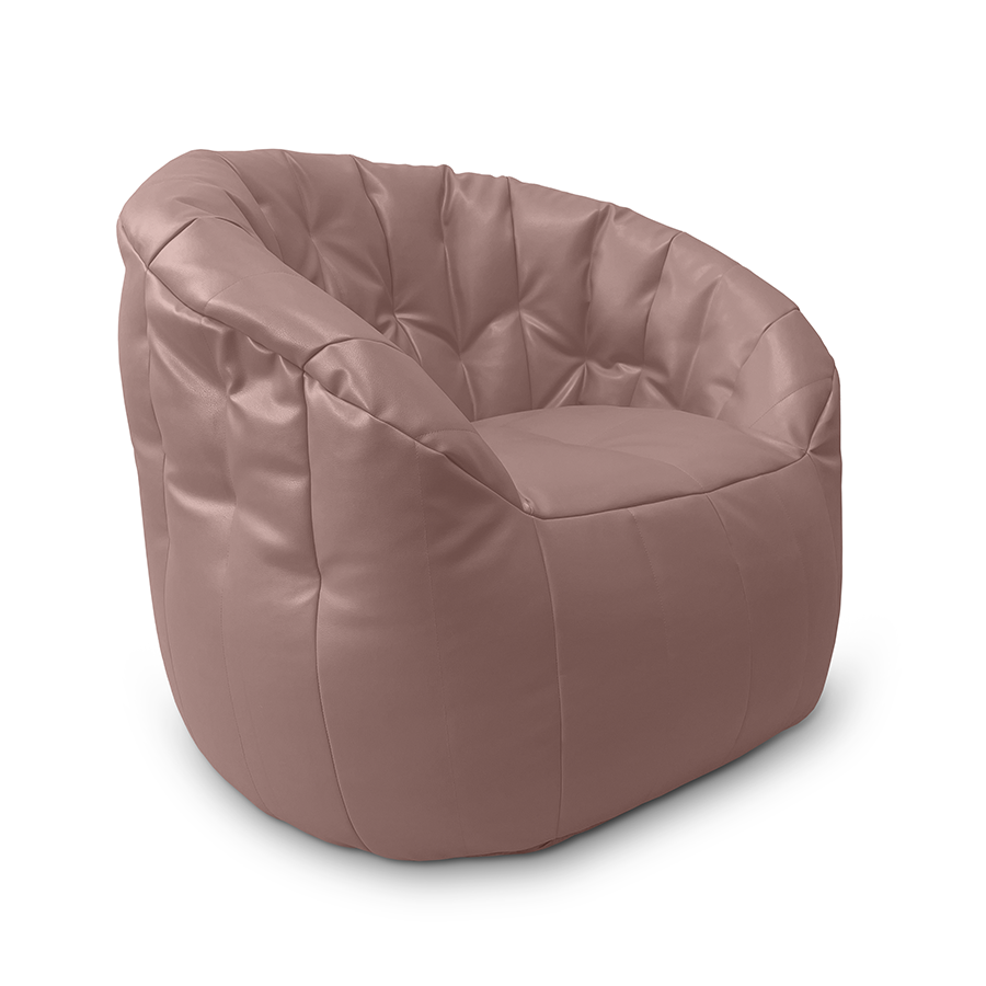 пудровое полукруглое бескаркасное кресло Butterfly Sofa из экокожи для гостиной, домашнего кинотеатра и офиса