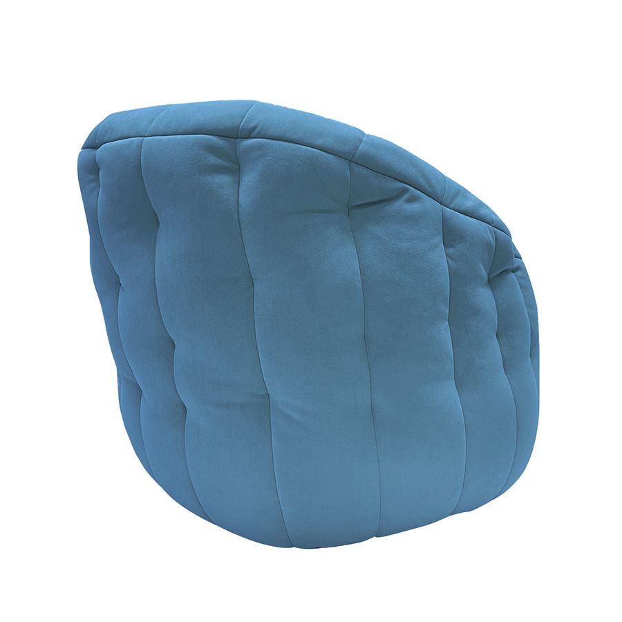 синее полукруглое бескаркасное кресло Butterfly Sofa велюровое для гостиной, домашнего кинотеатра и офиса — крупный план