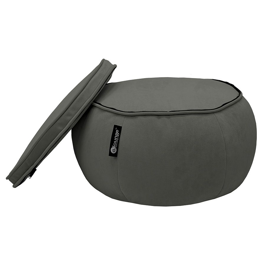 чёрное-графитовое пуф с подлокотниками Wing Ottoman велюровое для гостиной и лаунж-зоны