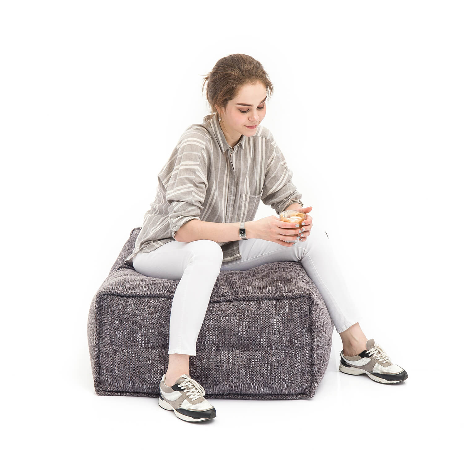 Twin Ottoman - Luscious Grey (Sofa Weave) — фото в интерьере