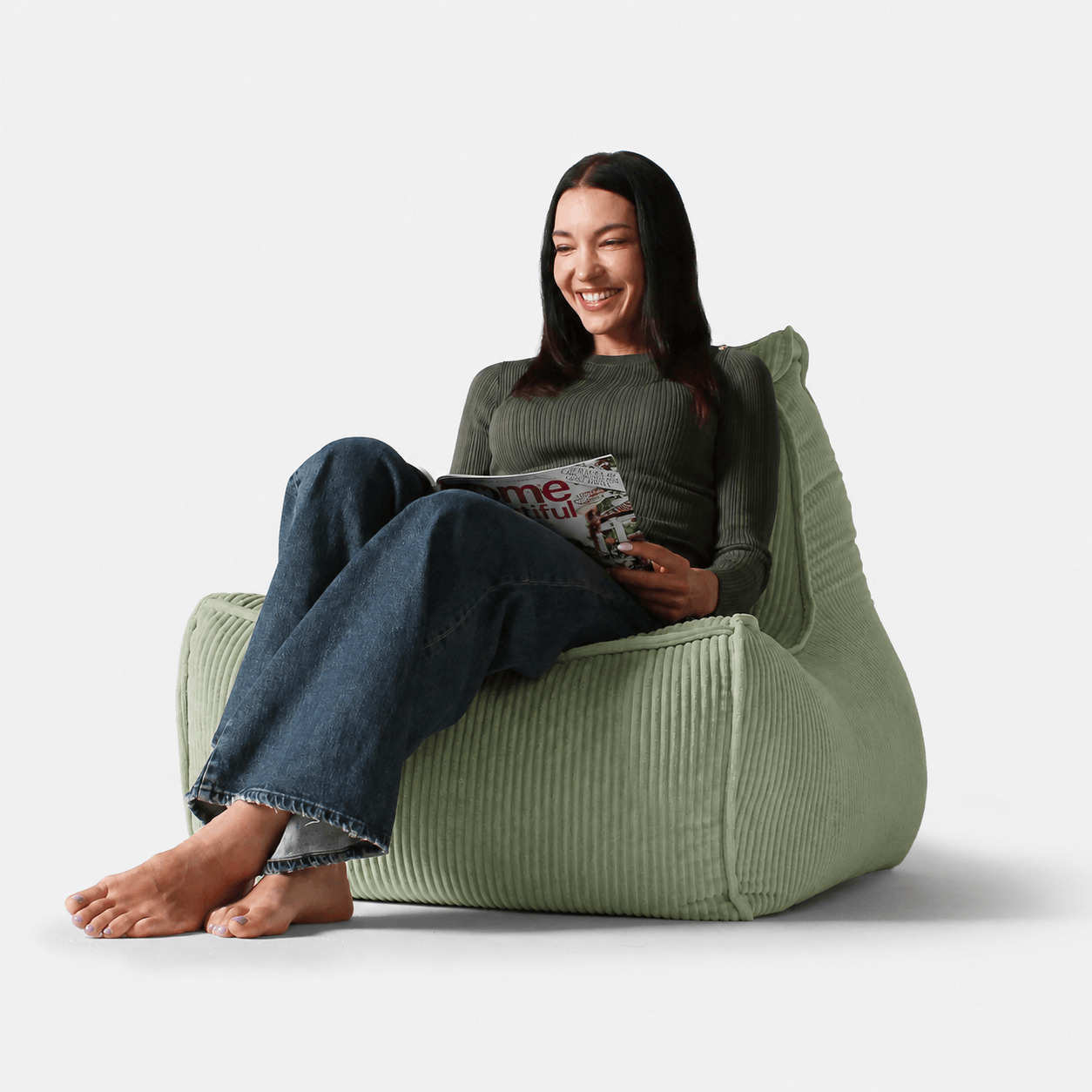 Бескаркасное кресло Tivoli Lounger в вельвете Lime Citrus — зелёный цвет, Ambient Lounge