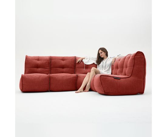 красное Г-образный модульный диван Mod4 L Sofa шенилловое для гостиной и зала