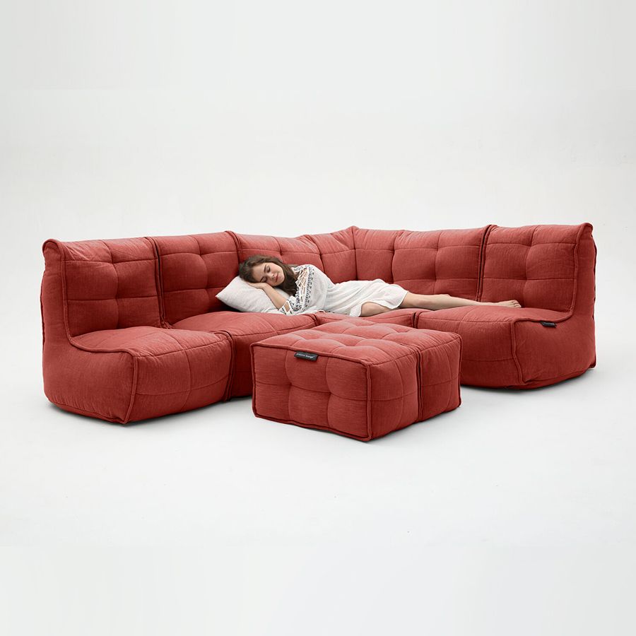красное большой лаунж-гарнитур Mod5 Living Lounge шенилловое в интерьере гостиная
