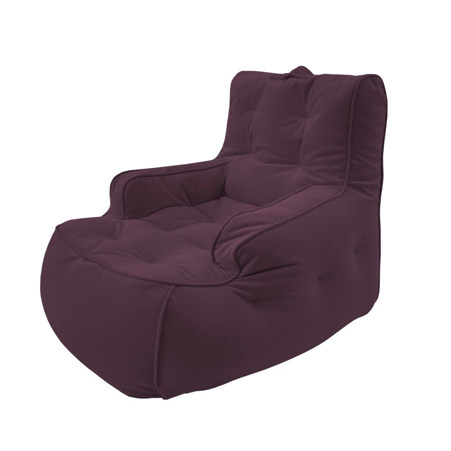 баклажановое уличное лаунж-кресло Tranquility Armchair велюровое для террасы, сада и веранды