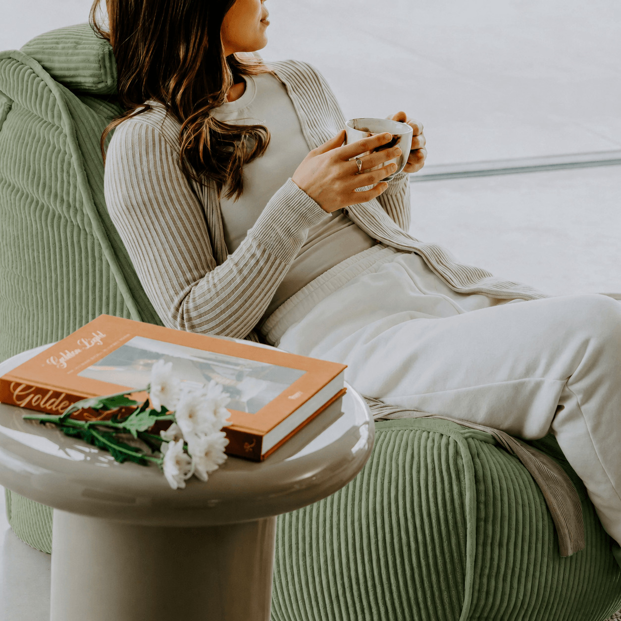 Бескаркасное кресло Tivoli Lounger в вельвете Lime Citrus — зелёный цвет, Ambient Lounge