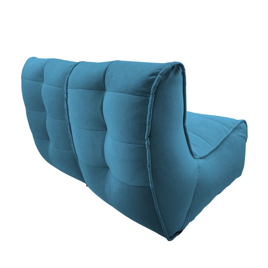 синее двойной модульный диван Twin Couch велюровое для гостиной и переговорной — вид сбоку