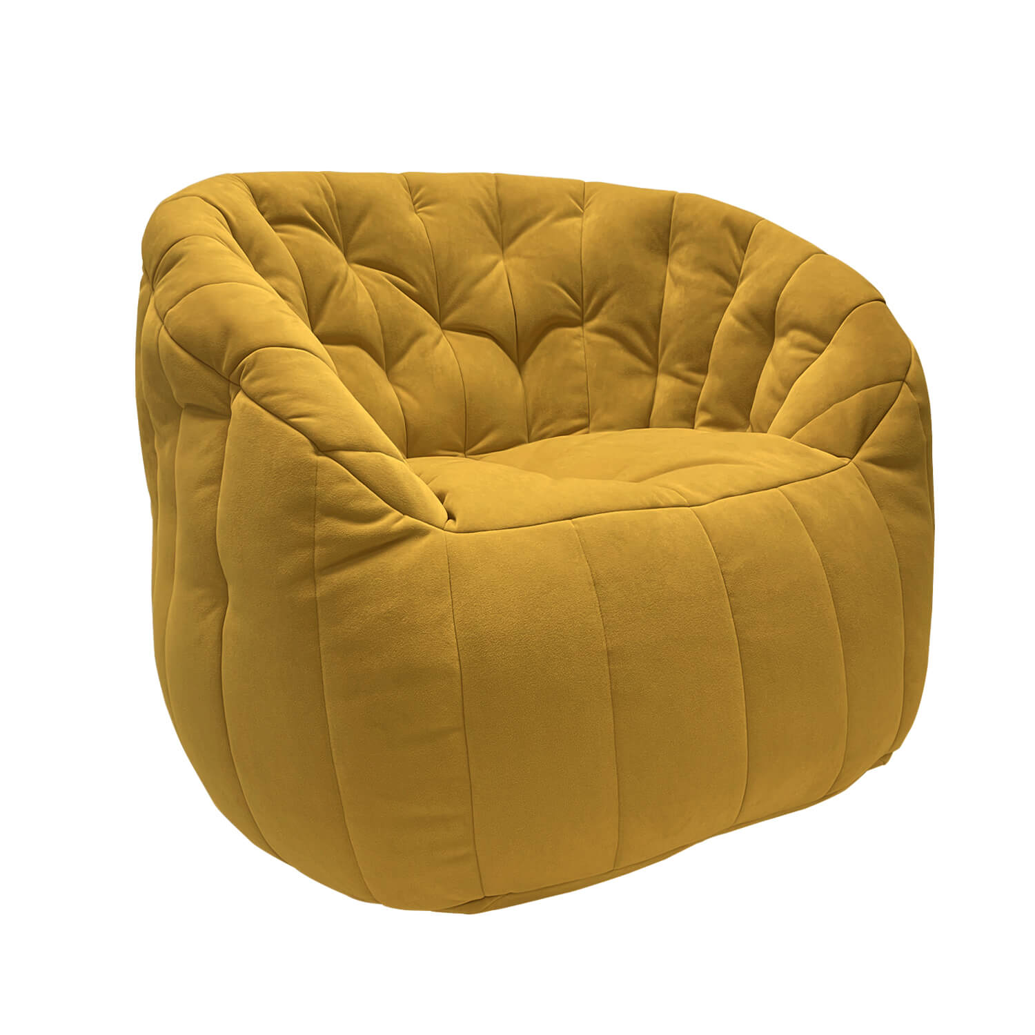 жёлтое полукруглое бескаркасное кресло Butterfly Sofa велюровое для гостиной, домашнего кинотеатра и офиса