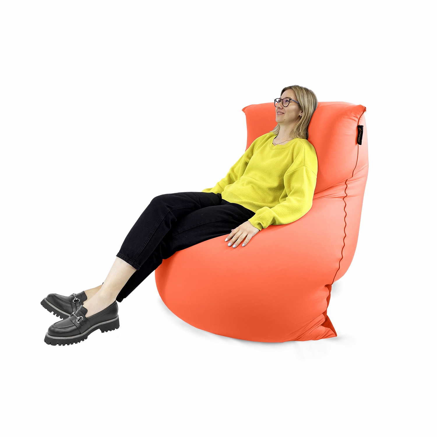оранжевое мягкое кресло-мешок SNUGG эластичное (спандекс) для детской, гостиной и игровой зоны — вид сбоку