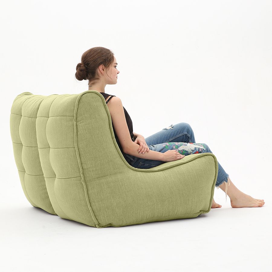 зелёное двойной модульный диван Twin Couch шенилловое для гостиной и переговорной — фото в интерьере